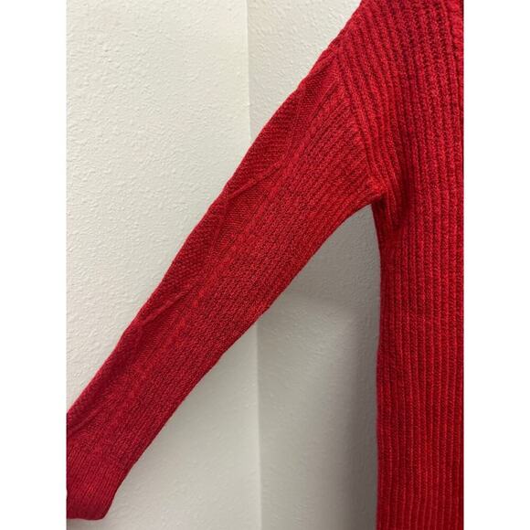 LOFT Red Women’s Sweater Knit Ribbed Dress Size XS - Picture 4 of 10